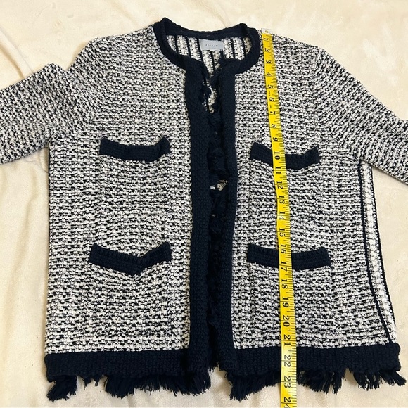 Jigsaw | Boucle Tweed Jacket | Fringe Detail | Navy | Size Small - Picture 13 of 13